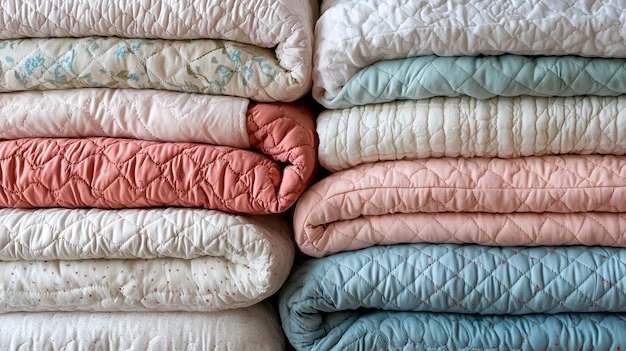 Floral printed quilt set on a bed